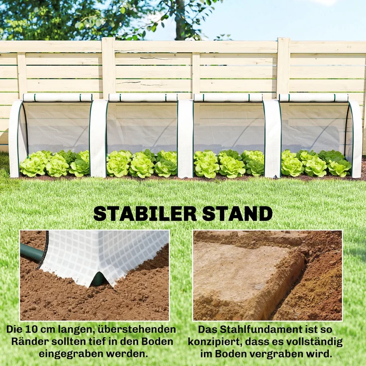 Outsunny Gewächshaus, PE, Stahl, Weiß, 395L x 100B x 80H cm – Bild 5