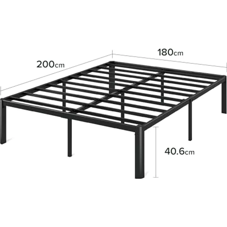 ZINUS Van Plattformbett aus Metall, 41 cm | Stahllattenrost | Einfache Montage | Stauraum unter dem Bett | 180x200 cm | Schwarz – Bild 3