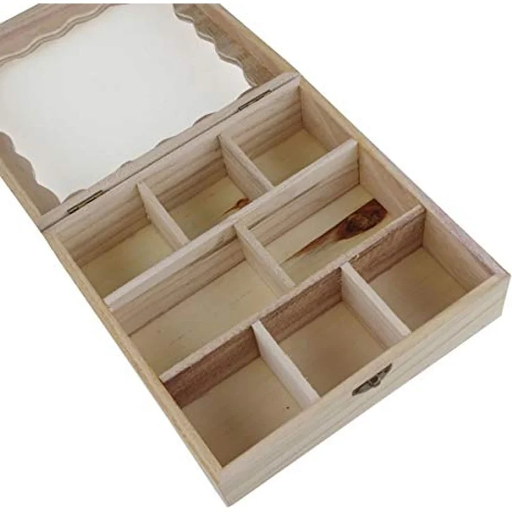 Teebox Holz 8 Fächer Teebeutelbox Teedose Kasten Teeaufbewahrung Verriegelung – Bild 3