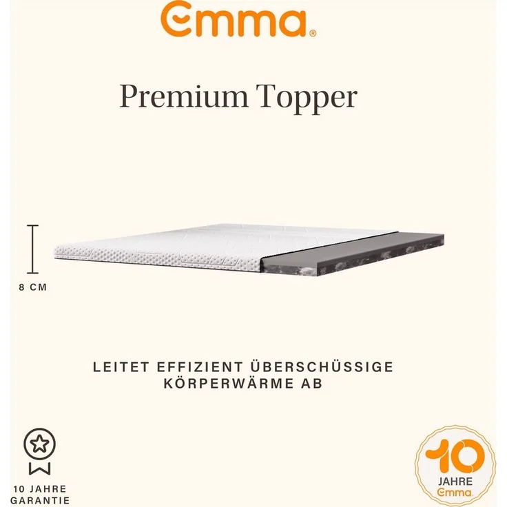 Emma, Topper Emma Premium, 9 cm hoch, Kaltschaum, Komfortschaum, Wendbarer Topper, ab 6x90x200cm und weiteren Größen – Bild 2