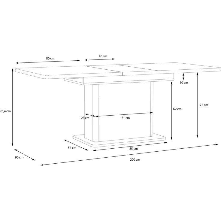 Forte LACETTI Esstisch 160, moderner, ausziehbarer Esstisch, Wohnzimmer, Esszimmer, Kaschmir| Beige mit Valencia Eiche Holzdekor, 160 (200) cm breit x 76,4 cm hoch x 90 cm tief – Bild 7