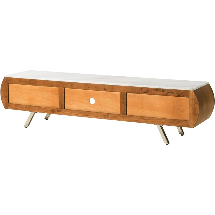 TV-Board Akazie 184x40x45 natur lackiert / Marmor weiß MONTREAL #122 – Bild 10