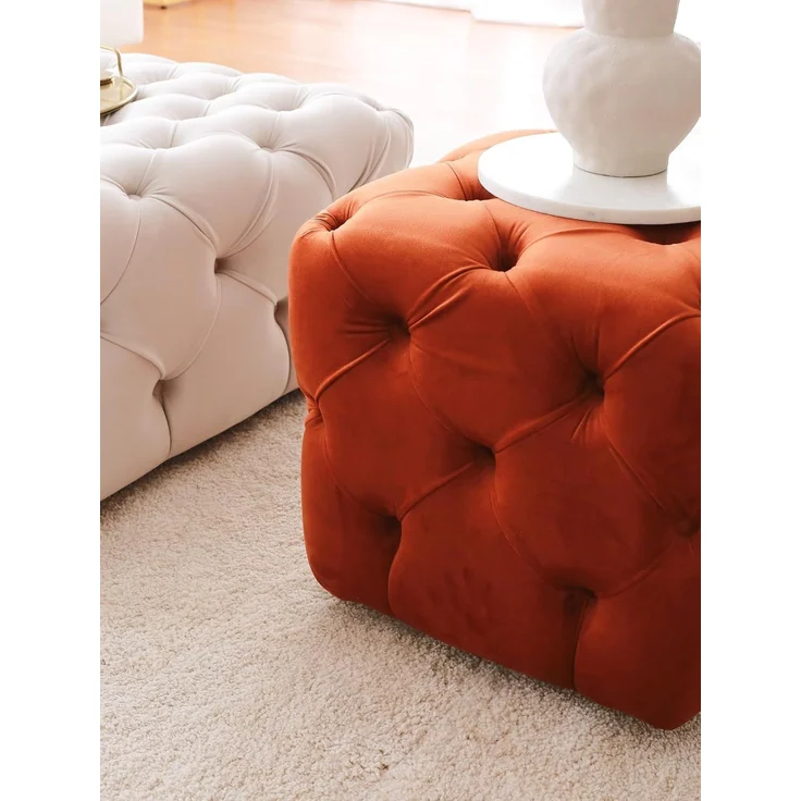 Atelier Del Sofa Cinnamon Pouffe, 48 x 48 x 48 cm | 100% Wooden Frame, Babyface Fabric | Stylish & Versatile Seating for Modern Living Rooms & Bedrooms – Bild 5
