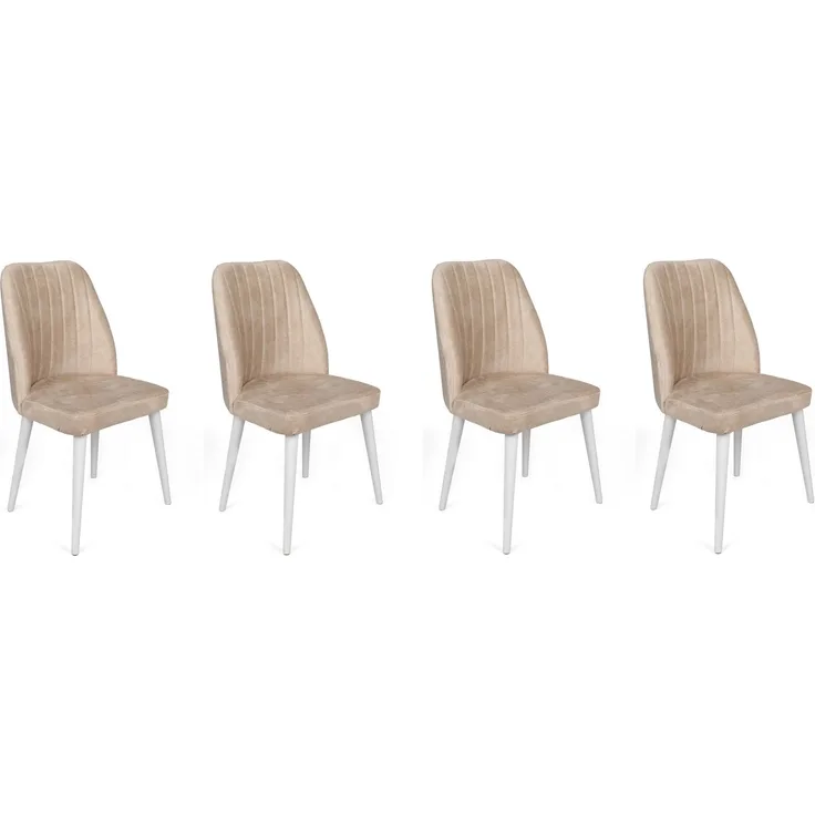 Skye Decor 'Alfa-494 V4' Stuhlset (4-teilig), Beige / Weiß, 50 x 90 x 49 cm
