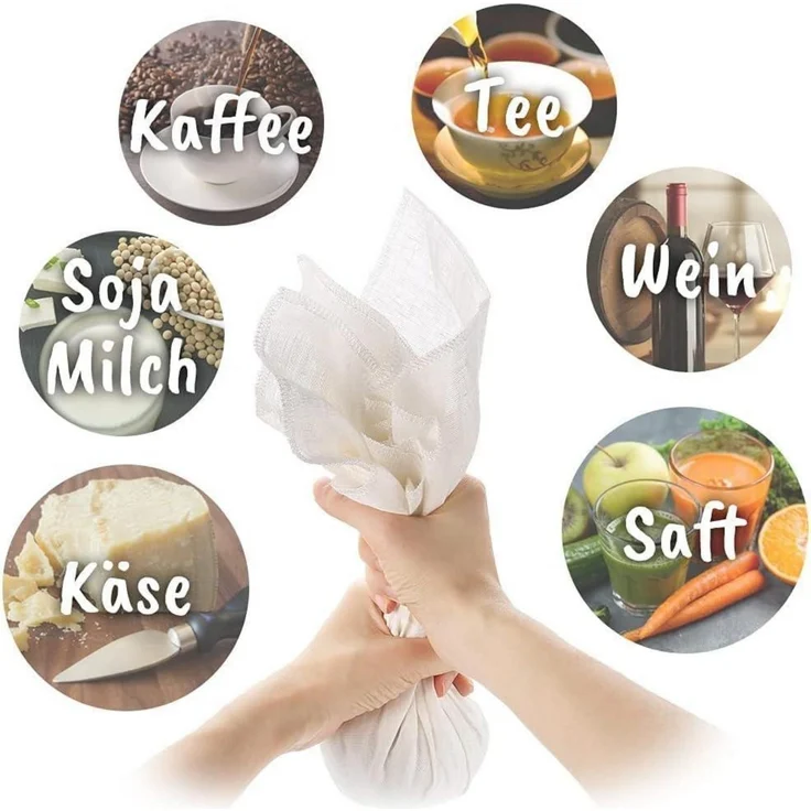 Passiertuch 100% Leinen 50x50cm Filter Nussmilch Käse Saft, 2er Pack – Bild 6