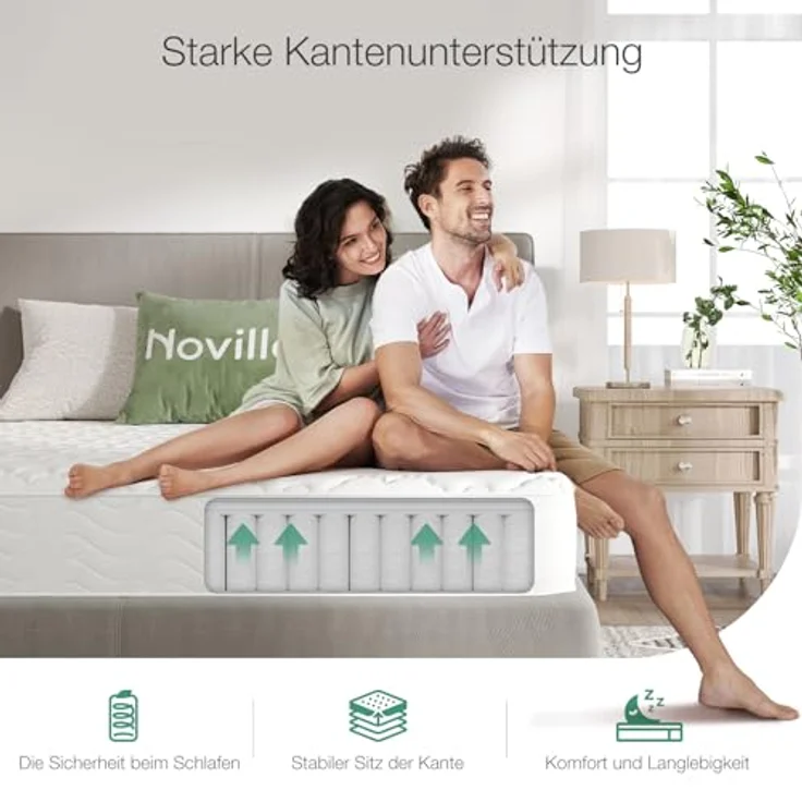 Novilla Taschenfederkernmatratze H3 140x200 7 Zonen Matratze mit Komfortschaum Öko-Tex CertiPUR US Federkernmatratze 20cm Mittel – Bild 7