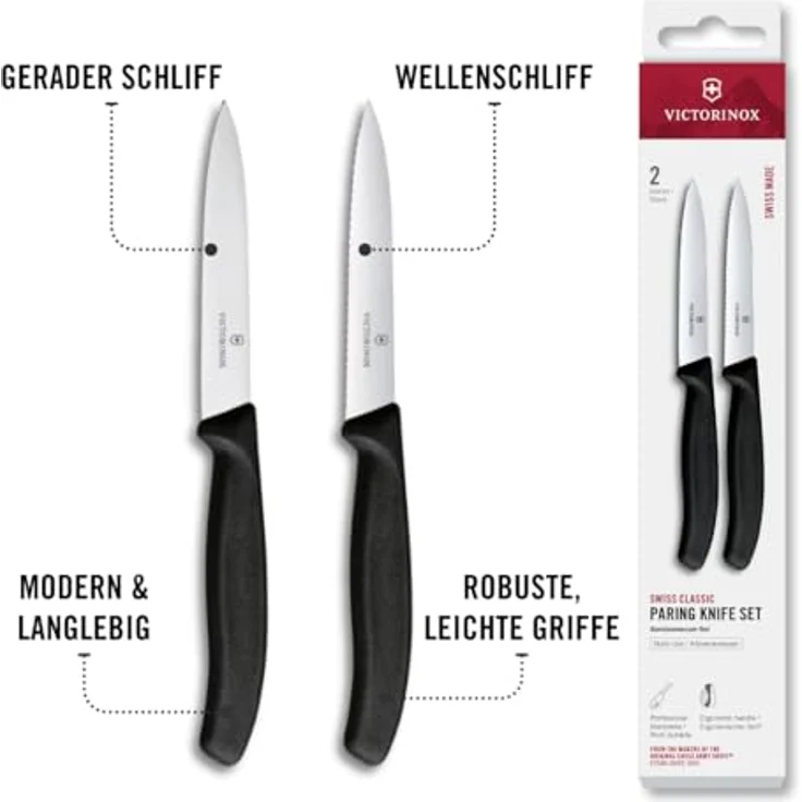 Victorinox Swiss Classic, Tomaten- und Gemüsemesser-Set, 2teilig, Extra Scharfe Klinge, Kunststoffgriff, Rostfreier Stahl, Swiss Made, Schwarz – Bild 6