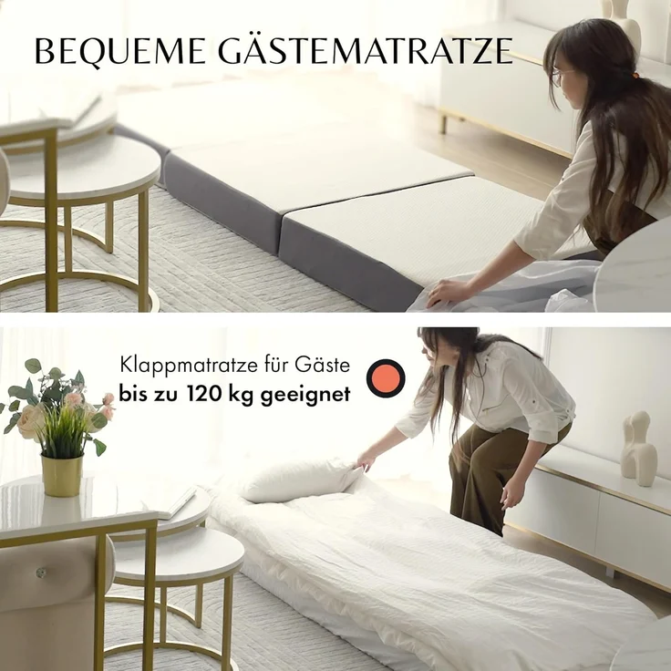 Premium Gästematratze - Moderne Gäste Klappmatratze inkl. Tragetasche mit Memory Schaumstoff, weichem OEKO-TEX Bezug - Perfekt als Bequeme Faltmatratze, Reisematratze - Gästebett klappbar by DYNMC YOU – Bild 6