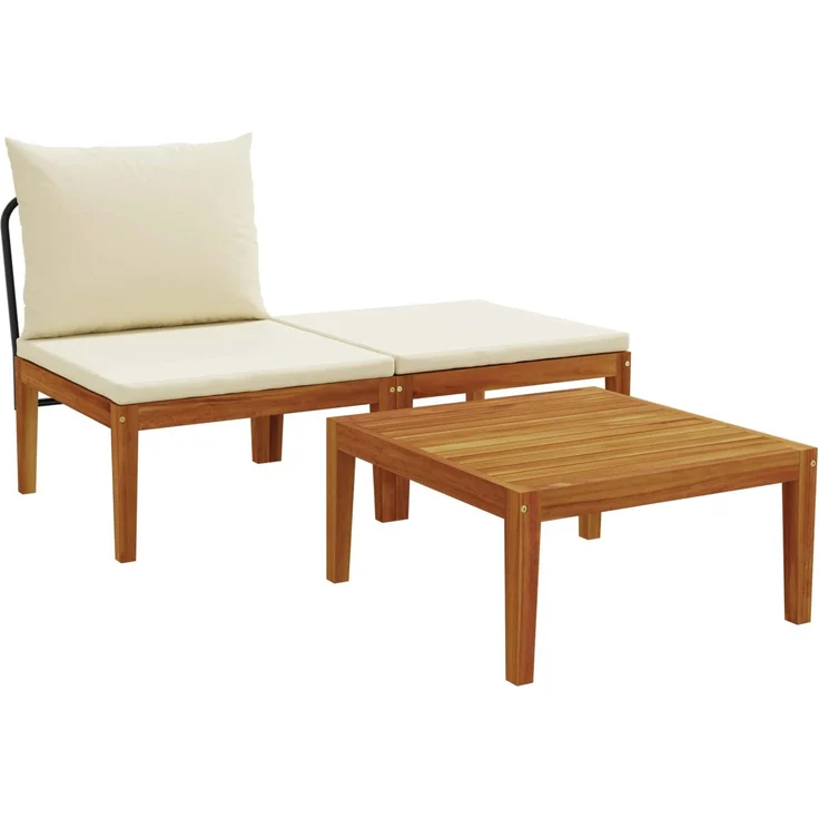 vidaXL 3 Stk. Garten Lounge Set mit Kissen Massives Akazienholz & Seil 42022067 – Bild 2