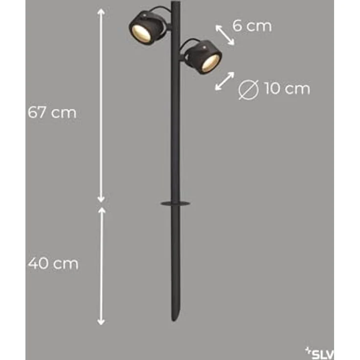SLV SITRA 360 SL SPIKE, anthrazit, 2xGX53, max. 9W, IP44 - Stand-, Wand- und Deckenleuchten (Outdoor) – Bild 5