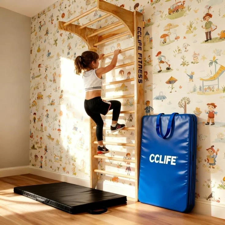 CCLIFE Kletter-Trainingsgerät Klettergerüst für kinder outdoor Sprossenwand Turnwand Holz – Bild 2