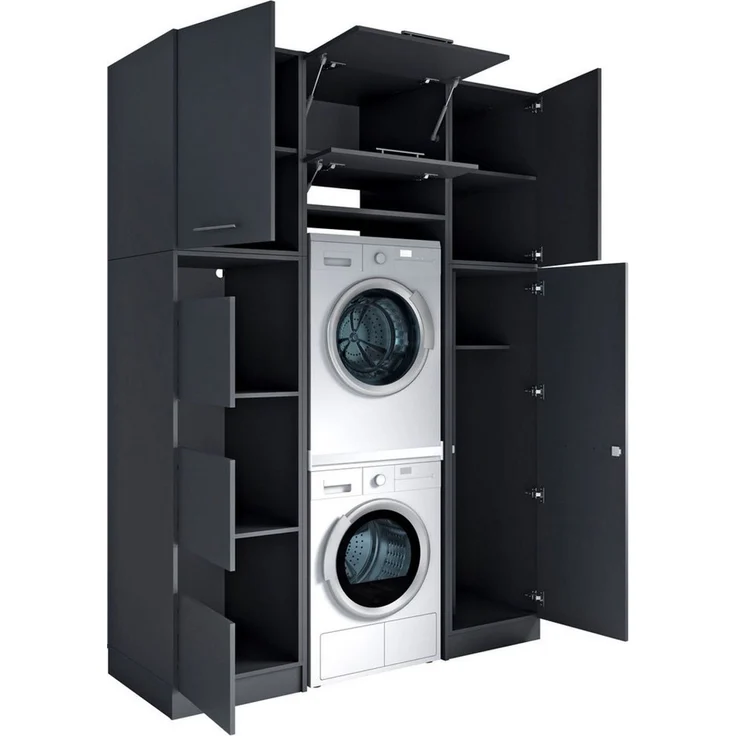 Laundreezy Mehrzweckschrank-Set Laundreezy, 6-tlg. Mehrzweckschrank-Set B/H/T 168/238/68 cm, (6-St), Breite 168 cm, Soft-Close-Funktion, höhenverstellbare Füße – Bild 2