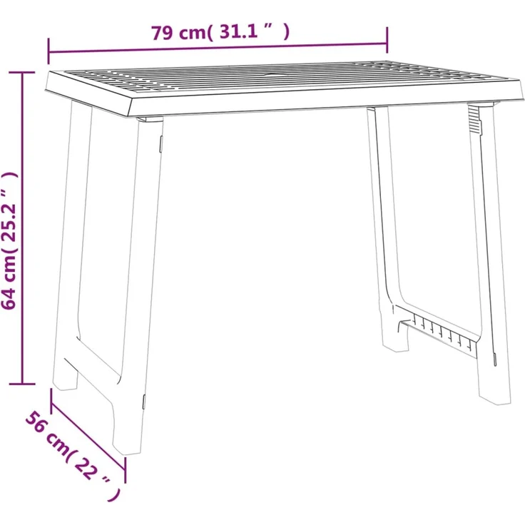 Gartentische,Campingtisch Weiß 79x56x64 cm PP Holzoptik – Bild 6