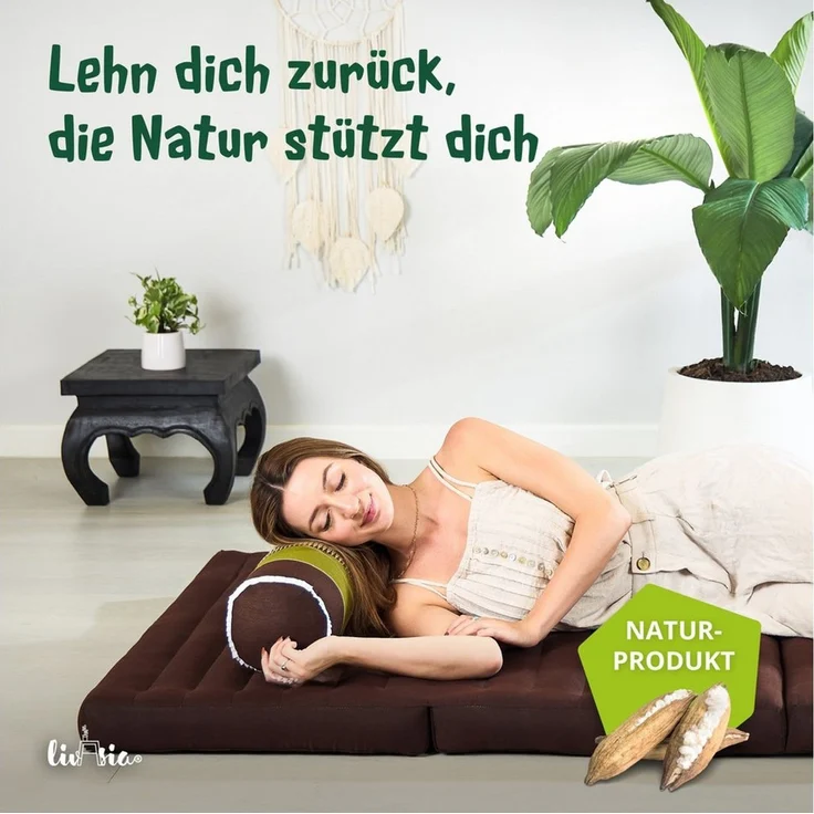 livasia Nackenrolle Nackenrolle, vegan und handgefertigt, Ø 17x56cm, Kapok – Bild 2