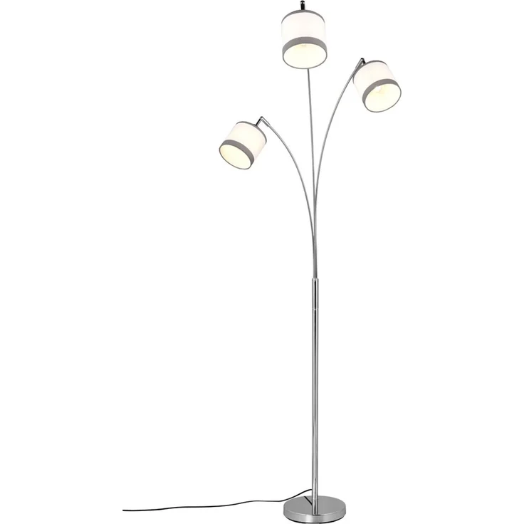 Große Stehleuchte DAVOS 3-flammig mit Stoffschirmen in Weiß/Grau, Höhe 185cm – Bild 5
