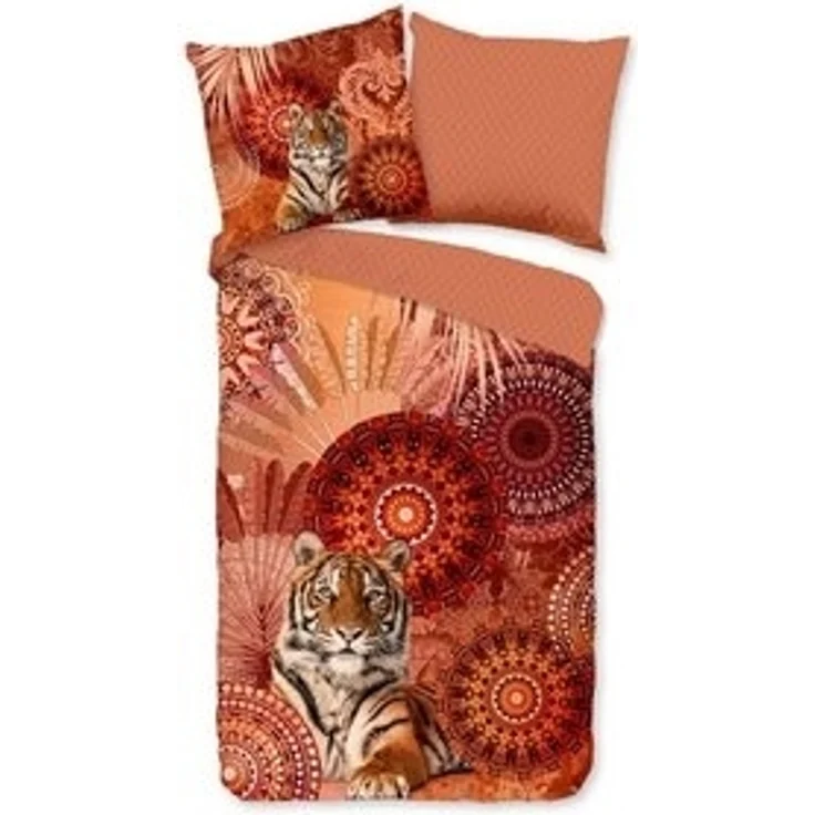 Traumschloss Bettwäsche Baumwolle, Satin, 2 teilig, Mandalas mit Tiger, Federn, orange – Bild 5