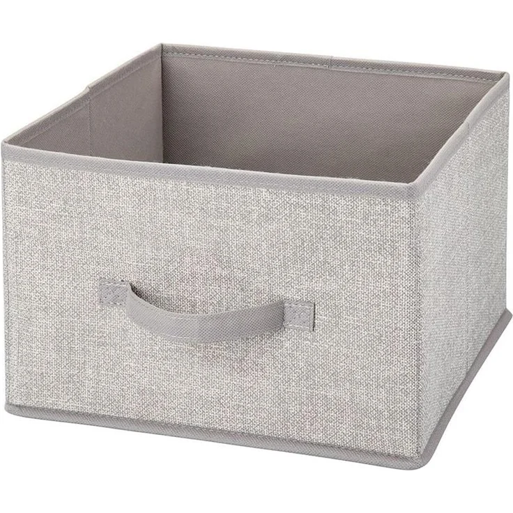 Aufbewahrungsbox mDesign Stoffbox mit Griff Kunstfaser 2er Set hellgrau/leinen – Bild 9