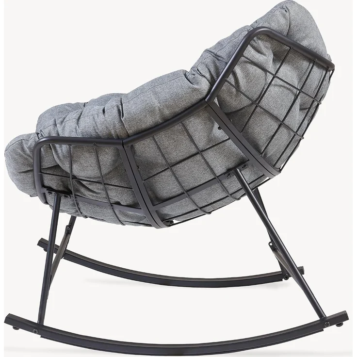 Korb-Schaukelstuhl Villeneuve 85x90x91 cm Schwarz/Grau [en. casa] – Bild 9