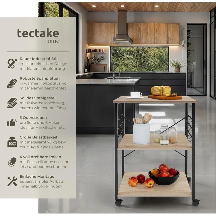 tectake Servierwagen Rugby, Industrial Style – Bild 3