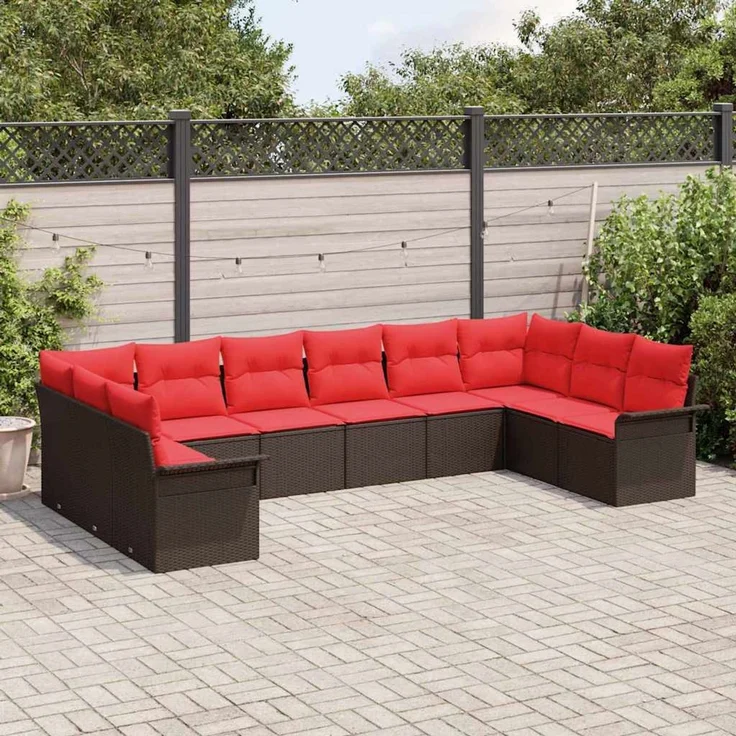 vidaXL Gartensofa-set 10 Stk. Braun Poly-Rattan 3345544 – Bild 3