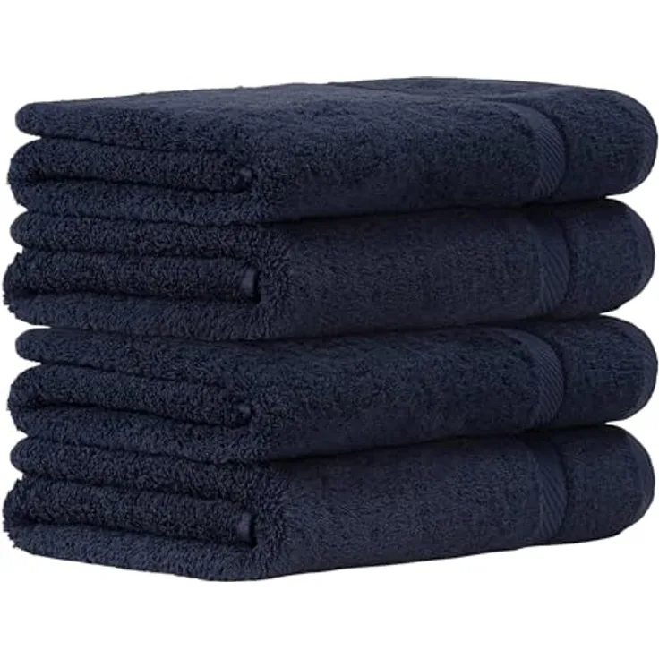 Luckytowel Handtücher Set 50x100 cm, Oeko-TEX Frottee Handtuchset 100% Baumwolle, 600 g/m², flauschig & saugstark, 4er Pack Dunkelblau
