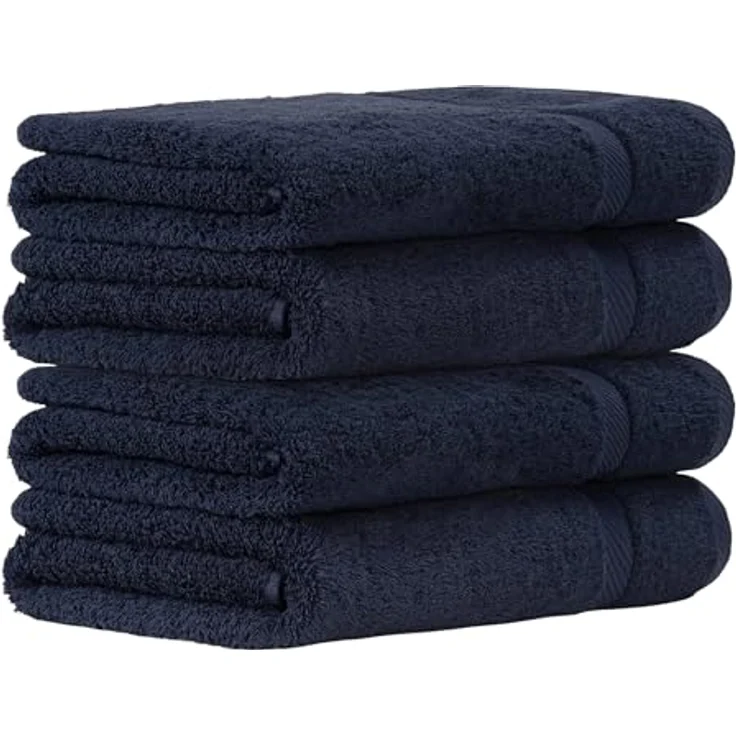 Luckytowel Handtücher Set 50x100 cm, Oeko-TEX Frottee Handtuchset 100% Baumwolle, 600 g/m², flauschig & saugstark, 4er Pack Dunkelblau – Bild 1