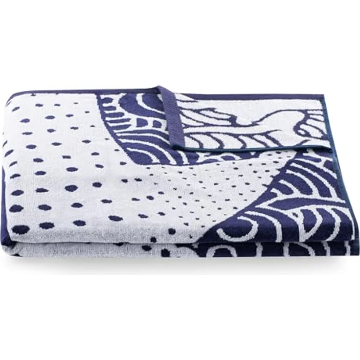DecoKing Strandtuch groß 90x180 cm Baumwolle Frottee Velours Badetuch dunkelblau Marineblau blau weiß Haifisch Shark – Bild 5