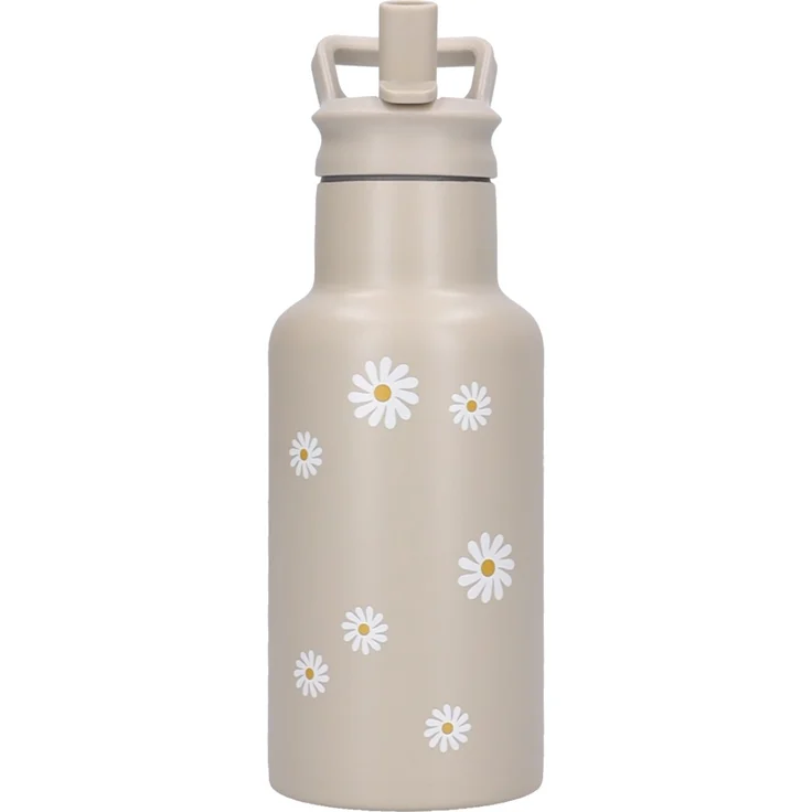 Kidzroom Nostalgia Trinkflasche Kinder 350 ml mit Strohhalm Blumen Motiv für Schule und Kita – Bild 2