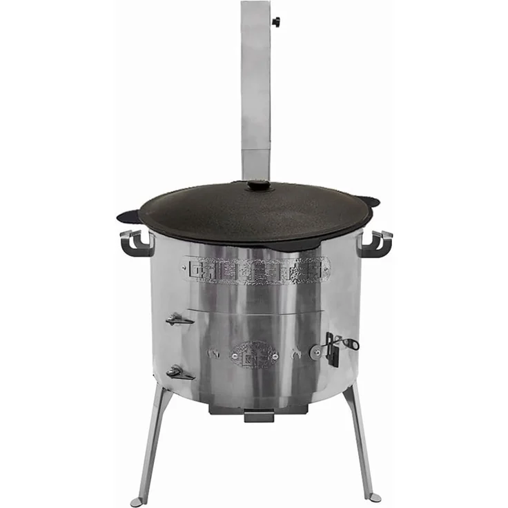 Grillpeter UtschakTimur Ø40 cm aus Edelstahl mit Rauchrohr Kazan aus Gusseisen 12L – Bild 1