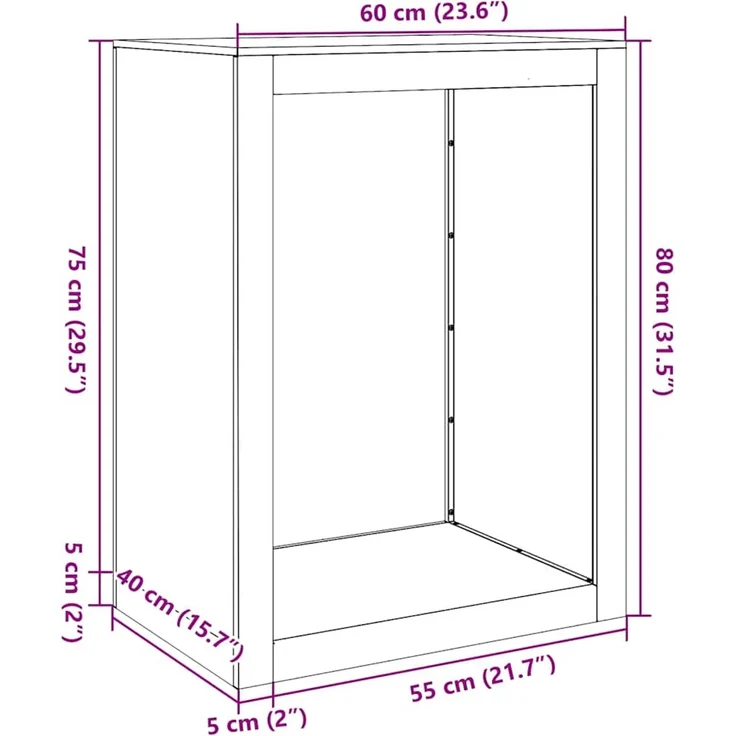 vidaXL Brennholzregal 60x40x80 cm Verzinkter Stahl 851001 – Bild 10