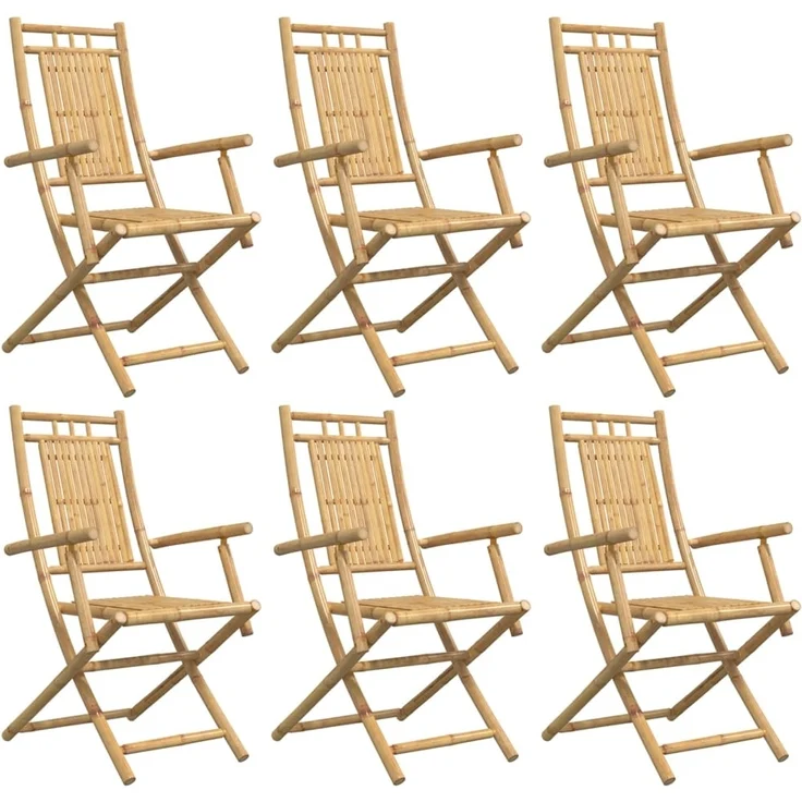 vidaXL Gartenstühle 6 Stk. Klappbar 53x66x99 cm Bambus 3278515 – Bild 3