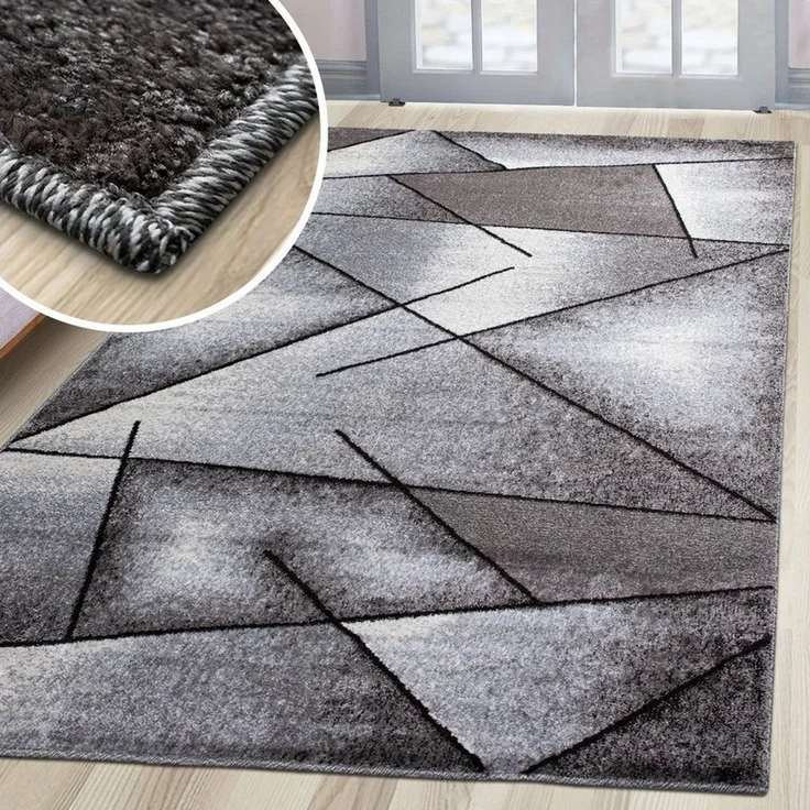 oKu-Tex Teppich Kurzflorteppich, modern, geometrisches Muster, Wohnzimmerteppich, rechteickig, Höhe: 11 mm, Teppich Wohnzimmer, Designteppich, meliert, weicher und dichter Flor – Bild 3