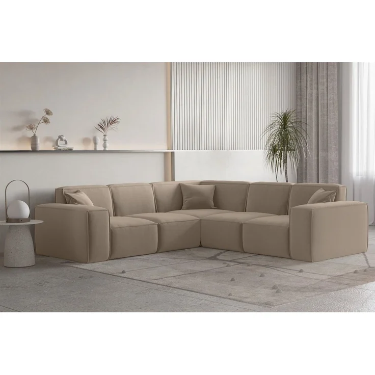 Fun Möbel Ecksofa Ecksofa Designersofa CELES PREMIUM Seite Universal in Stoff, Sofa Rücken echt bezogen – Bild 5