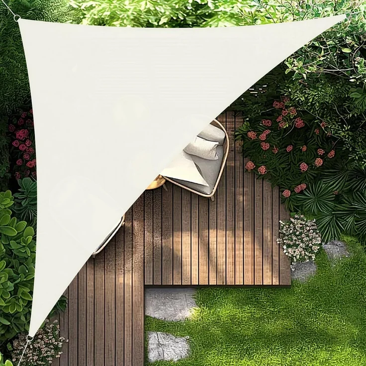 HENG FENG Sonnensegel Wasserdicht Dreieckig 3 x 3 x 4.25 m,Sonnenschutz Wetterfest PES Polyester,Windschutz Wasserabweisend mit 95% UV-Schutz für Balkon Garten Terrasse,Beige