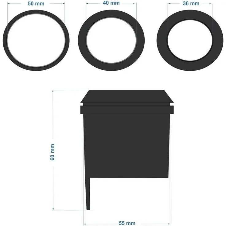 osoltus Universal Reduzierringe für Schirm Ständer 3 tlg. 48/40/36 mm – Bild 2