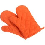 Ofenhandschuhe, hochwertige hitzebeständige Küchenhandschuhe aus Baumwolle und Polyester, gesteppt, übergroße Handschuhe, 1 Paar, Orange