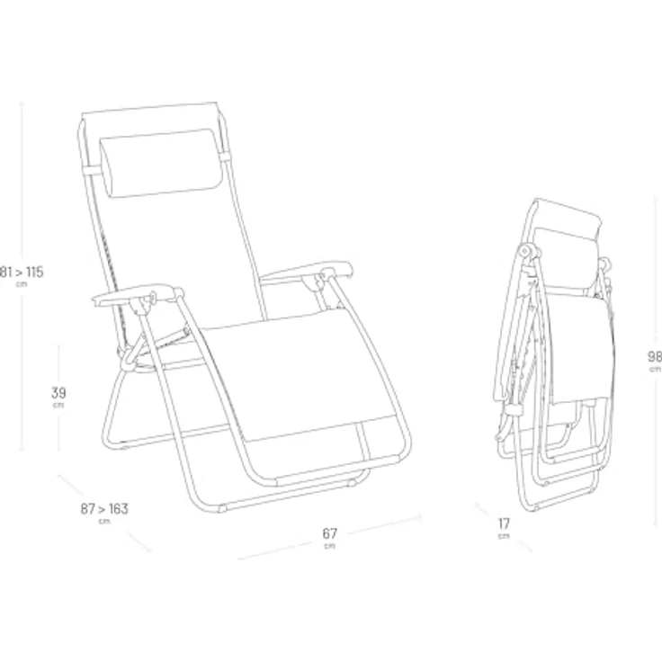 Lafuma RSXA Clip Moos Titane, Relaxliege Batyline® Iso mit stufenlos verstellbarem Rahmen und Oeko-Tex® Zertifikat – Bild 7