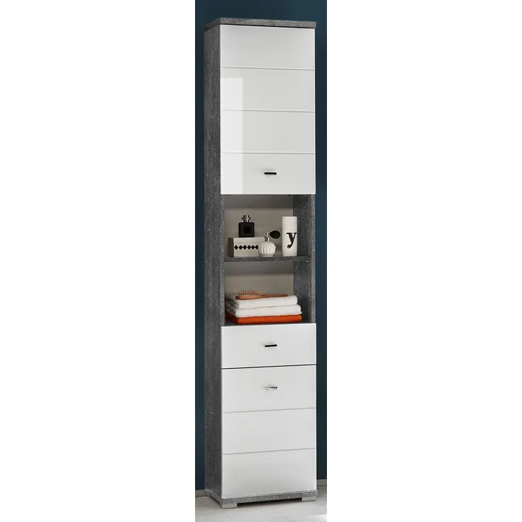 Hochschrank >Peter< in Beton aus MDF - 38x190x30cm (BxHxT)