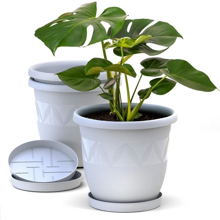 Plastard Pflanzkübel 3er, 5er, 10er Sets, Blumentopf mit passenden Untersetzer 15 - 40 cm (3 St, Blumenkübel ist Witterungs-, frost- und UV-beständig) – Bild 1