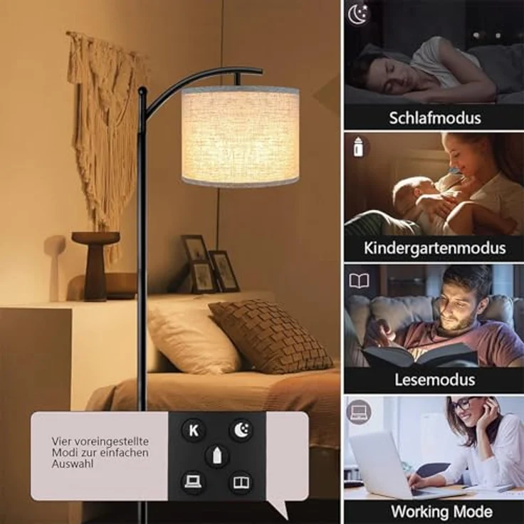 ROTTOGOON Stehlampe für Wohnzimmer 4 Farbtemperaturen LED-Stehlampe mit Fernbedienung und Fußschalter LED-Lampe im Lieferumfang enthalten Moderne Stehleuchte für Schlafzimmer Arbeitszimmer Büro – Bild 5