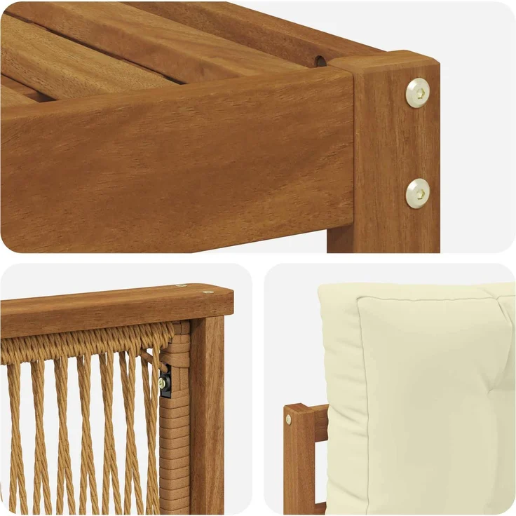 vidaXL Outdoor-Sofagarnitur 6 stk. 5-Sitzer Natur und Creme 3383268 – Bild 6