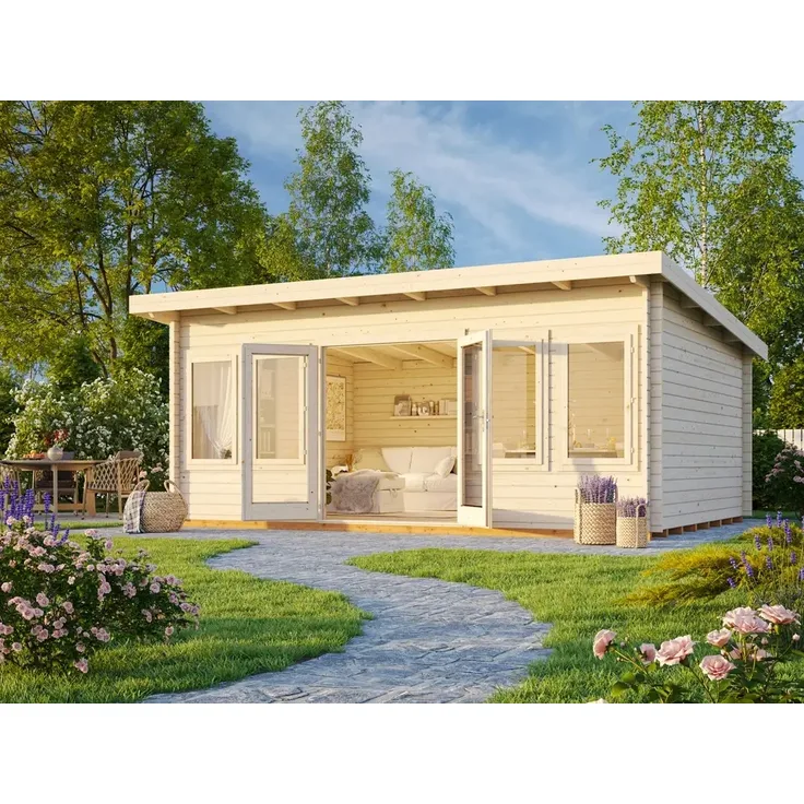Palmako Gartenhaus Lisa 194 m² Gartenhaus aus Holz Holzhaus mit 44 mm Wandstärke Blockbohlenhaus
