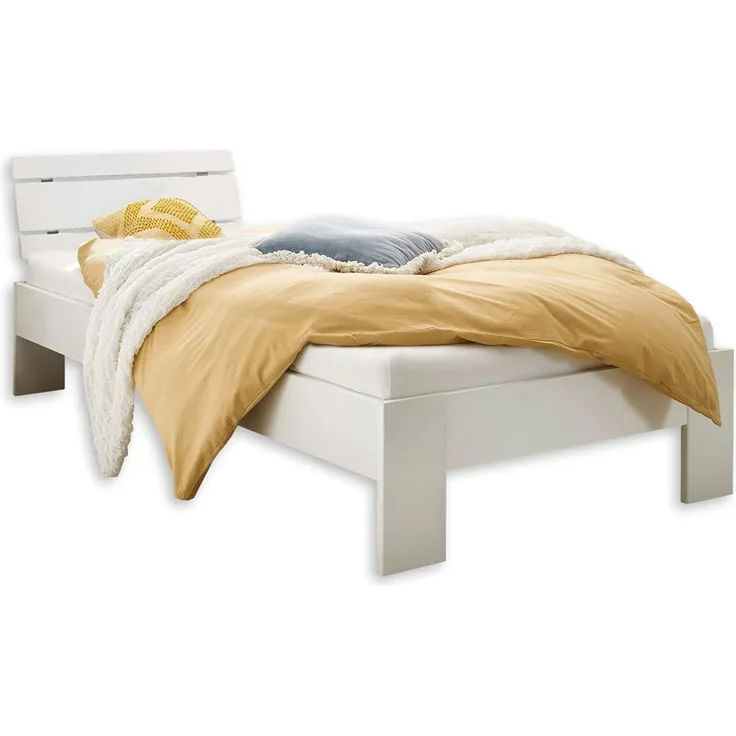 Stella Trading Futonbett 100x200 cm - Minimalistisches Jugendzimmer Bett in Weiß Hochglanz - 105 x 74 x 213 cm (B/H/T)