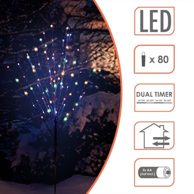 Spetebo LED-Lichterkette Lichterbaum 110 cm multicolor, 80-flammig, für Außen mit Dual Timer – Bild 4
