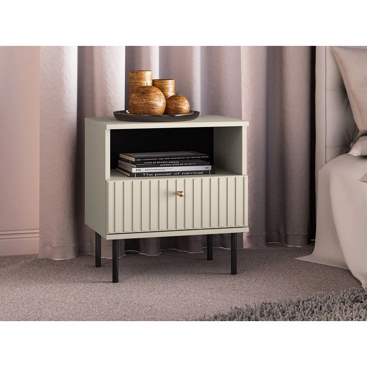 Selsey 'Caletto' Nachttisch mit Schublade, beige, ca. 53 x 50 x 34 cm – Bild 2