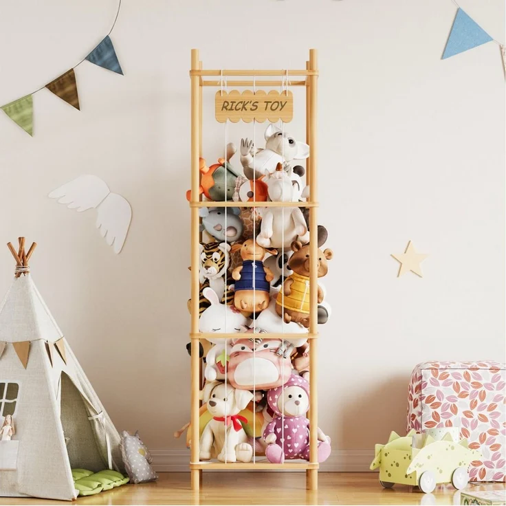 SpaceAid Kinderregal Holz Kuscheltier Aufbewahrung, Stofftier Aufbewahrung, Vertikal platzsparend – Bild 1