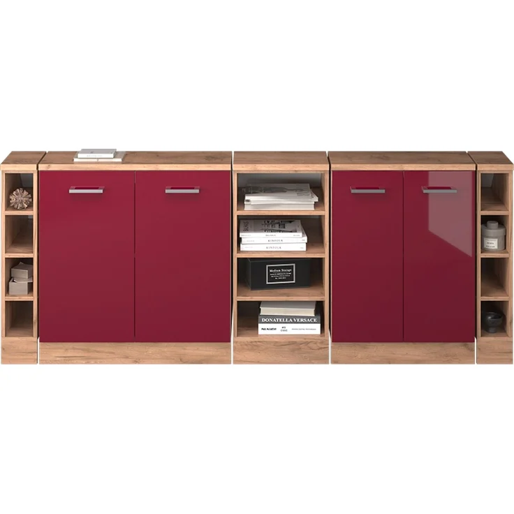 Küchenschrank für Dachschrägen R-Line Rot Hochglanz 210 cm 5er Set Schrankkorpuss 60 cm Tiefe Vicco – Bild 5