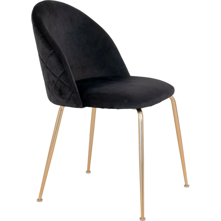 House Nordic Esszimmerstuhl aus Samt, schwarz mit Beinen in Messingoptik, HN1207 - 2er set – Bild 3