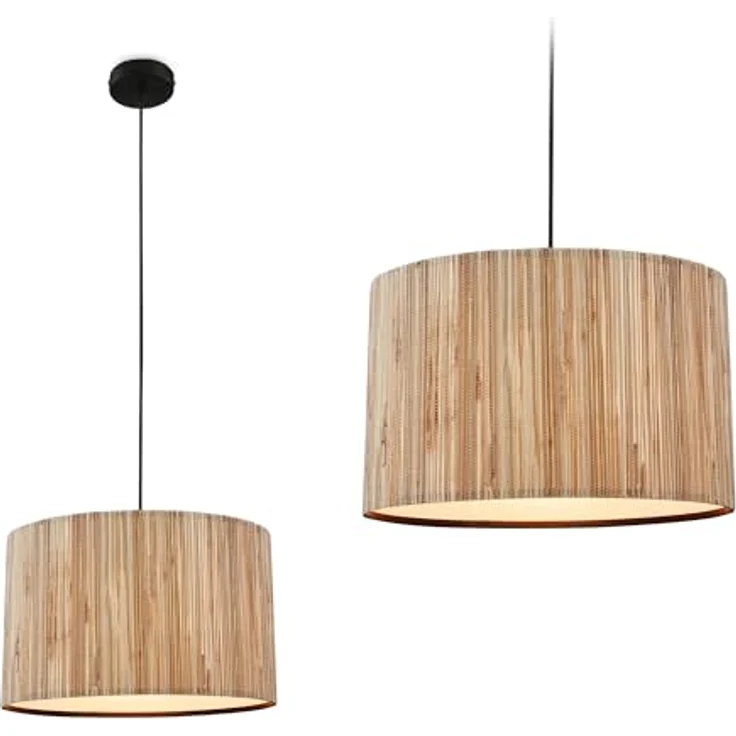 Briloner Pendelleuchte Swing Nature, 1-flammig mit E27-Fassung, Seegras-Schirm im Boho-Stil, Ø 350mm, Höhe 128cm – Bild 1