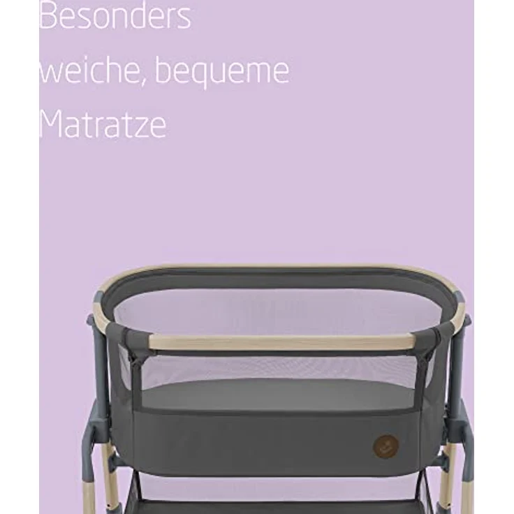 Maxi-Cosi Iora Air Beistellbett, Zustellbett, atmungsaktives Netzgewebe, Höhenverstellbar, Wiege mit Matratze, Eco Care, Geeignet ab Geburt, 0 Monate bis 9 kg, Beyond Graphite – Bild 4